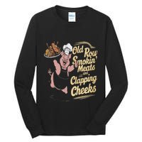 Old.Row Smokin Meats And Clapping Cheeks Funny Bbq Tall Long Sleeve T-Shirt