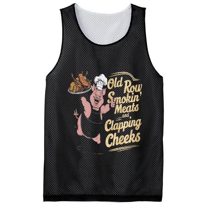Old.Row Smokin Meats And Clapping Cheeks Funny Bbq Mesh Reversible Basketball Jersey Tank