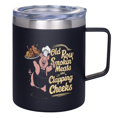 Old.Row Smokin Meats And Clapping Cheeks Funny Bbq 12oz Stainless Steel Coffee Mug