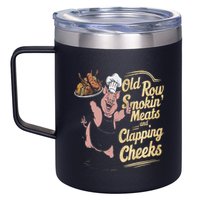 Old.Row Smokin Meats And Clapping Cheeks Funny Bbq 12oz Stainless Steel Coffee Mug