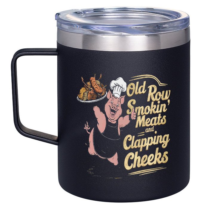 Old.Row Smokin Meats And Clapping Cheeks Funny Bbq 12oz Stainless Steel Coffee Mug