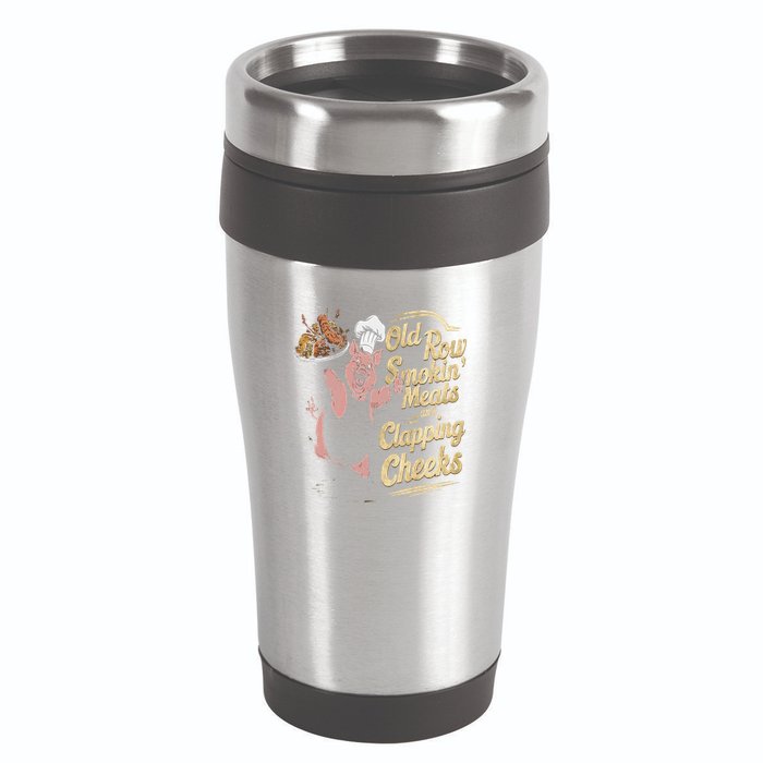 Old.Row Smokin Meats And Clapping Cheeks Funny Bbq 16oz Travel Tumbler