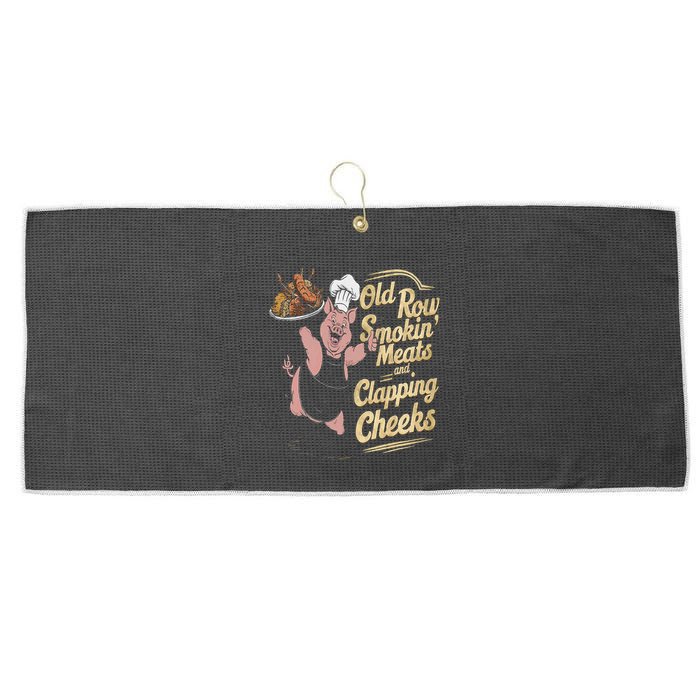 Old.Row Smokin Meats And Clapping Cheeks Funny Bbq Large Microfiber Waffle Golf Towel