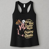 Old.Row Smokin Meats And Clapping Cheeks Funny Bbq Womens Tank Top