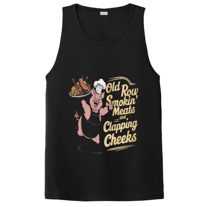 Old.Row Smokin Meats And Clapping Cheeks Funny Bbq PosiCharge Competitor Tank
