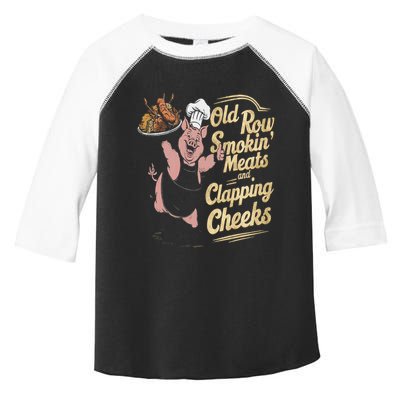 Old.Row Smokin Meats And Clapping Cheeks Funny Bbq Toddler Fine Jersey T-Shirt