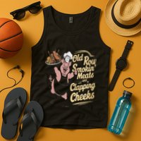 Old.Row Smokin Meats And Clapping Cheeks Funny Bbq Tank Top