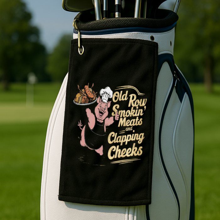 Old.Row Smokin Meats And Clapping Cheeks Funny Bbq Golf Towel