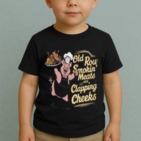 Old.Row Smokin Meats And Clapping Cheeks Funny Bbq Toddler T-Shirt