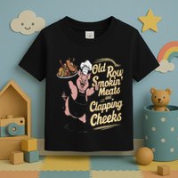 Old.Row Smokin Meats And Clapping Cheeks Funny Bbq Toddler T-Shirt