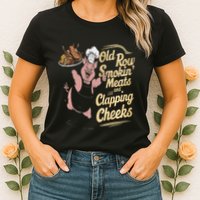 Old.Row Smokin Meats And Clapping Cheeks Funny Bbq Womens T-Shirt