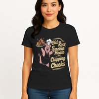Old.Row Smokin Meats And Clapping Cheeks Funny Bbq Womens T-Shirt
