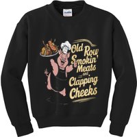 Old.Row Smokin Meats And Clapping Cheeks Funny Bbq Kids Sweatshirt