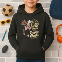 Old.Row Smokin Meats And Clapping Cheeks Funny Bbq Kids Hoodie