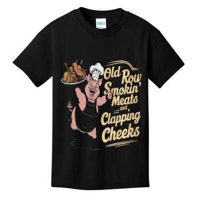 Old.Row Smokin Meats And Clapping Cheeks Funny Bbq Kids T-Shirt