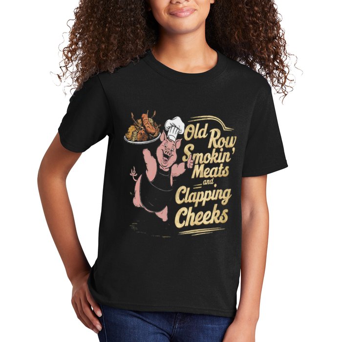 Old.Row Smokin Meats And Clapping Cheeks Funny Bbq Kids T-Shirt