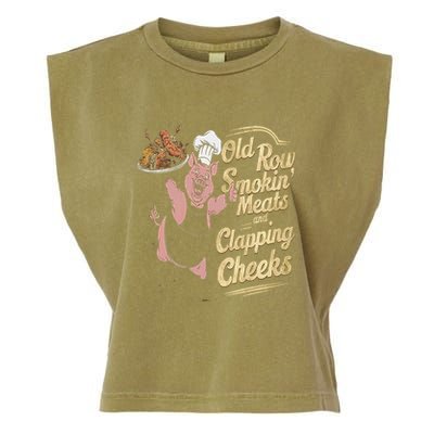 Old.Row Smokin Meats And Clapping Cheeks Funny Bbq Garment-Dyed Women's Muscle Tee