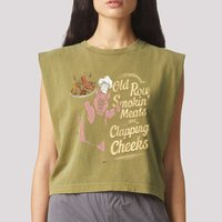 Old.Row Smokin Meats And Clapping Cheeks Funny Bbq Garment-Dyed Women's Muscle Tee