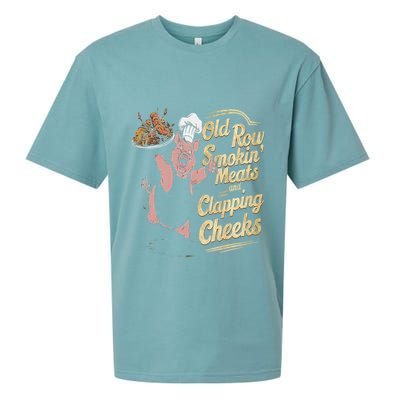 Old.Row Smokin Meats And Clapping Cheeks Funny Bbq Sueded Cloud Jersey T-Shirt