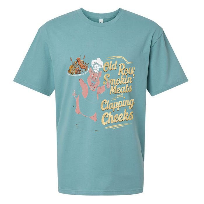 Old.Row Smokin Meats And Clapping Cheeks Funny Bbq Sueded Cloud Jersey T-Shirt