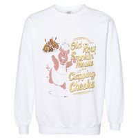 Old.Row Smokin Meats And Clapping Cheeks Funny Bbq Garment-Dyed Sweatshirt