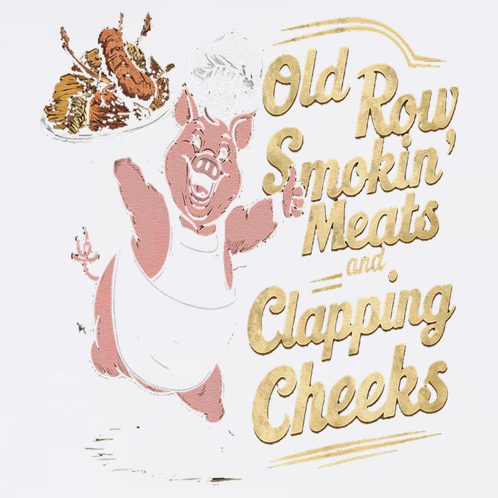 Old.Row Smokin Meats And Clapping Cheeks Funny Bbq Garment-Dyed Sweatshirt