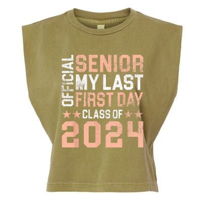 Official Senior My Last First Day Class Of 2024 Garment-Dyed Women's Muscle Tee