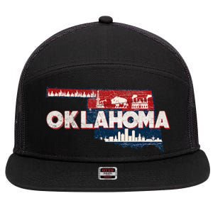 O.K.L.A.H.O.M.A State Map Road Trip Oklahoma City Tulsa Norman 7 Panel Mesh Trucker Snapback Hat