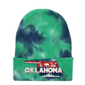 O.K.L.A.H.O.M.A State Map Road Trip Oklahoma City Tulsa Norman Tie Dye 12in Knit Beanie