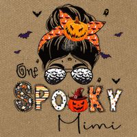 One Spooky Mimi Messy Bun Grandma Pumpkin Halloween  Cotton Canvas Backpack