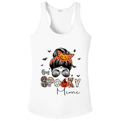 One Spooky Mimi Messy Bun Grandma Pumpkin Halloween  Ladies PosiCharge Competitor Racerback Tank