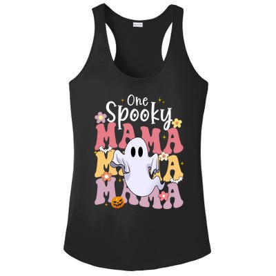 One Spooky Mama Halloween Cute Ghosts Grovvy Mommy Gift Ladies PosiCharge Competitor Racerback Tank