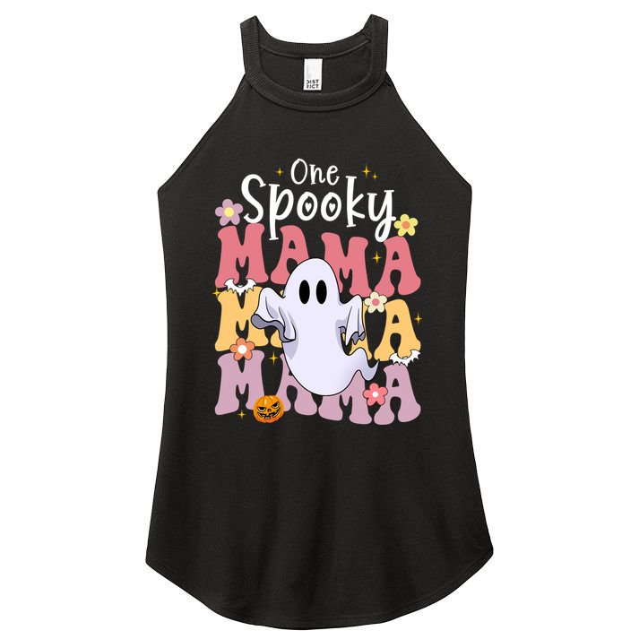 One Spooky Mama Halloween Cute Ghosts Grovvy Mommy Gift Women's Perfect Tri Rocker Tank