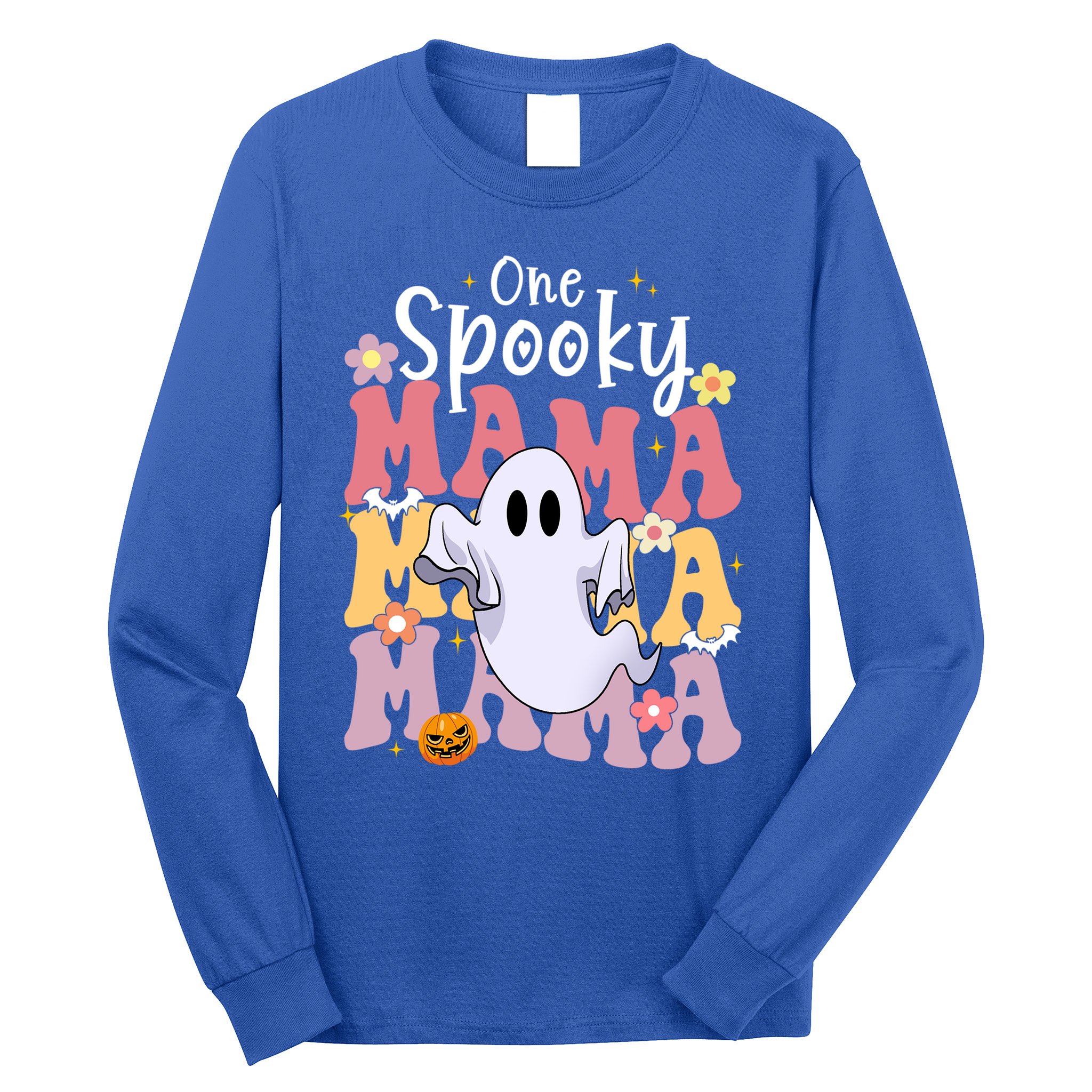 One Spooky Mama Halloween Cute Ghosts Grovvy Mommy Gift Long Sleeve Shirt