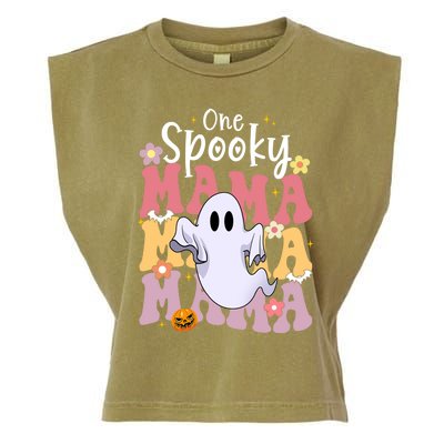 One Spooky Mama Halloween Cute Ghosts Grovvy Mommy Gift Garment-Dyed Women's Muscle Tee