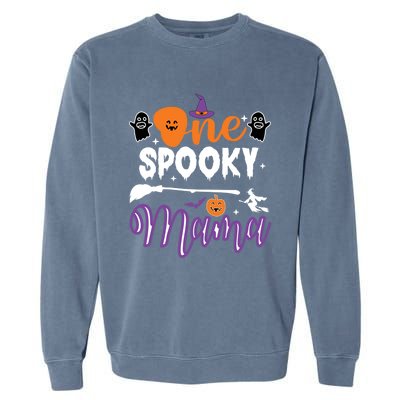 One Spooky Mama Halloween Graphic Gift Garment-Dyed Sweatshirt