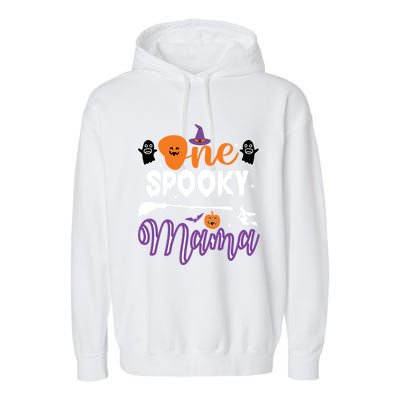 One Spooky Mama Halloween Graphic Gift Garment-Dyed Fleece Hoodie