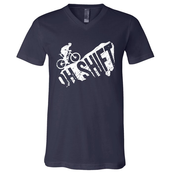 Oh Shift Mountain Biking Bicycle Bike Rider Cyclist Funny V-Neck T-Shirt