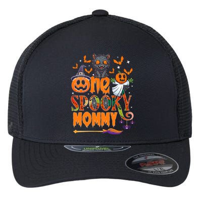 One Spooky Mommy Funny Halloween Mommy Black Cat Ghost Great Gift Flexfit Unipanel Trucker Cap