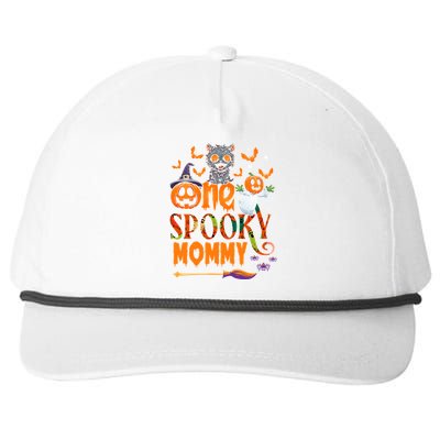 One Spooky Mommy Funny Halloween Mommy Black Cat Ghost Great Gift Snapback Five-Panel Rope Hat