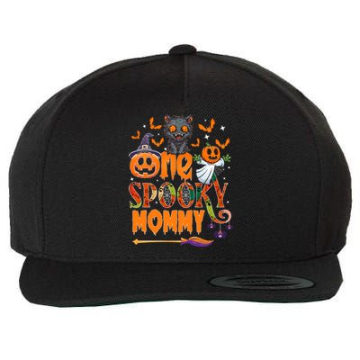 One Spooky Mommy Funny Halloween Mommy Black Cat Ghost Great Gift Wool Snapback Cap