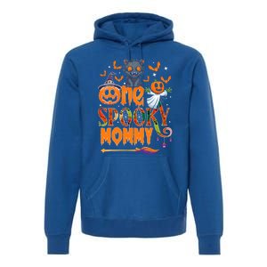 One Spooky Mommy Funny Halloween Mommy Black Cat Ghost Great Gift Premium Hoodie