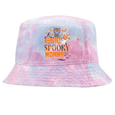 One Spooky Mommy Funny Halloween Mommy Black Cat Ghost Great Gift Tie-Dyed Bucket Hat