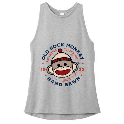 Old Sock Monkey Vintage Toy Company Logo Sock Monkey Ladies PosiCharge Tri-Blend Wicking Tank