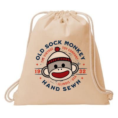 Old Sock Monkey Vintage Toy Company Logo Sock Monkey Drawstring Bag