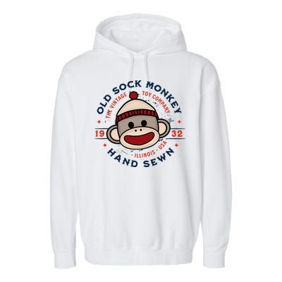 Old Sock Monkey Vintage Toy Company Logo Sock Monkey Garment-Dyed Fleece Hoodie