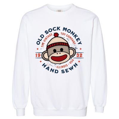 Old Sock Monkey Vintage Toy Company Logo Sock Monkey Garment-Dyed Sweatshirt