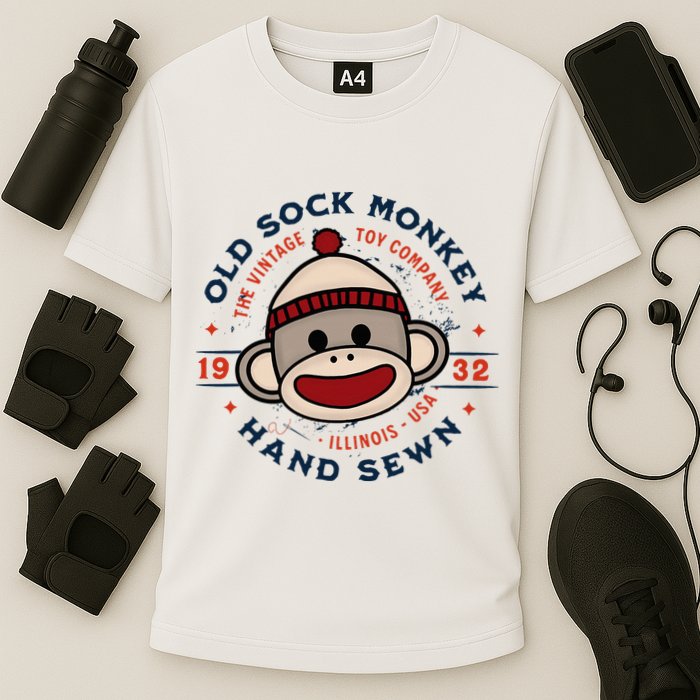 Old Sock Monkey Vintage Toy Company Logo Sock Monkey Performance Shirt