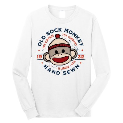 Old Sock Monkey Vintage Toy Company Logo Sock Monkey Long Sleeve Shirt
