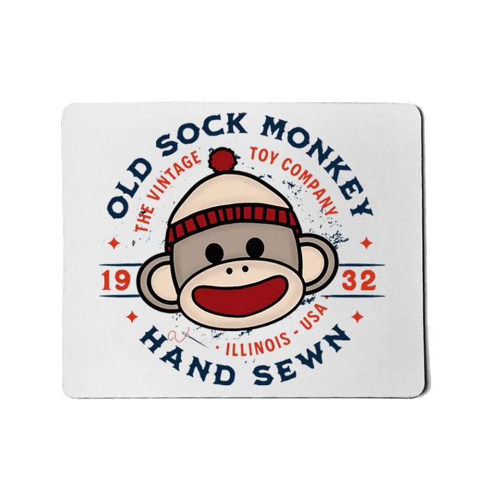 Old Sock Monkey Vintage Toy Company Logo Sock Monkey Mousepad